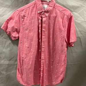 Denim & Flower Pink flamingo print cotton button-down